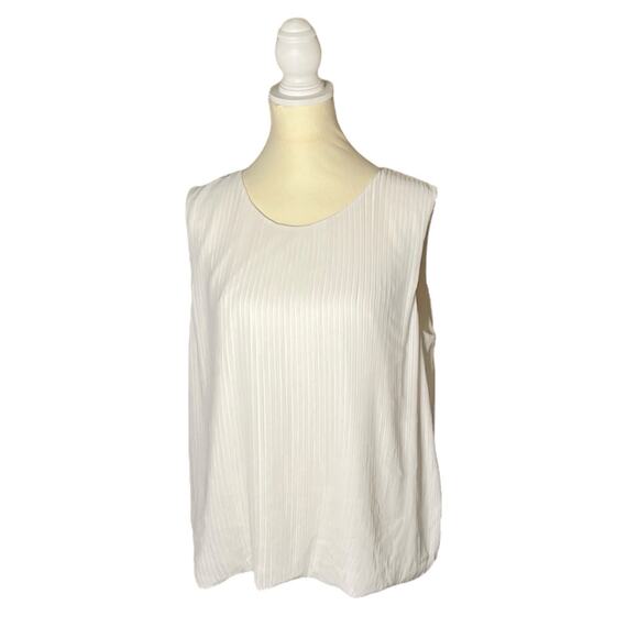 Calvin Klein Women’s Flowy Chiffon Feel Designer Sleeveless Top White Workwear M - Picture 1 of 8